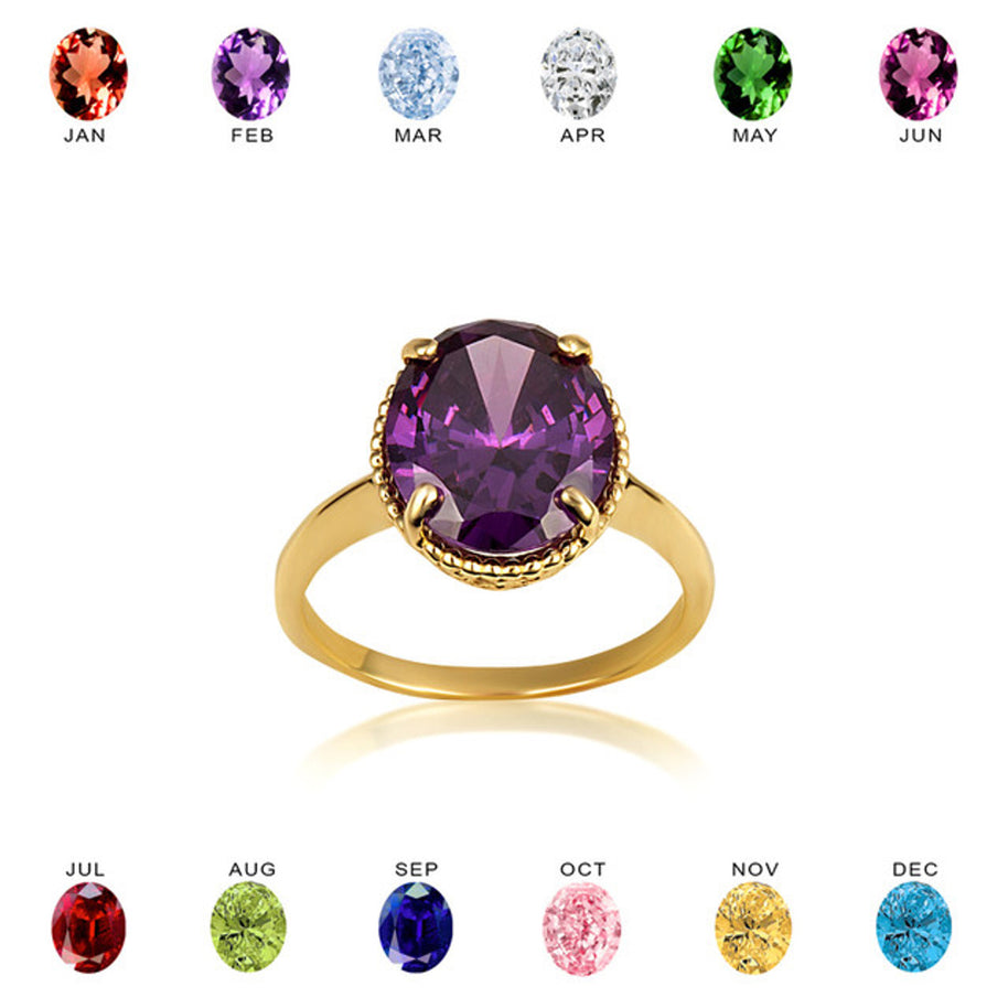 Gold Classic Roped Gemstone Love Ring (Available in Yellow/Rose/White Gold)