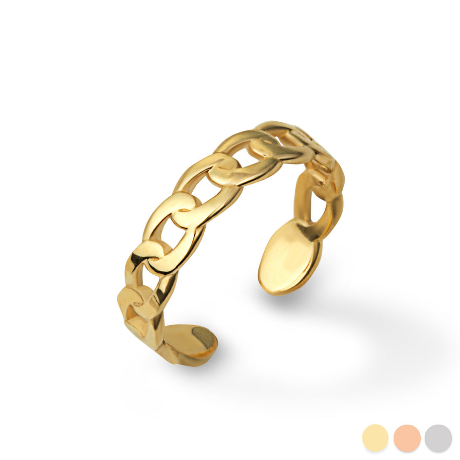 Gold Cuban Chain Link Toe Ring (Available in Yellow/Rose/White Gold)