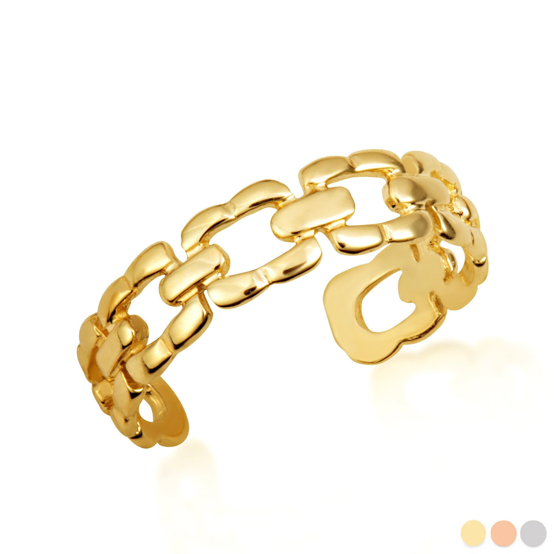 Gold Woman's Symbolic Strength Chain Link Toe Ring (Available in Yellow/Rose/White Gold)