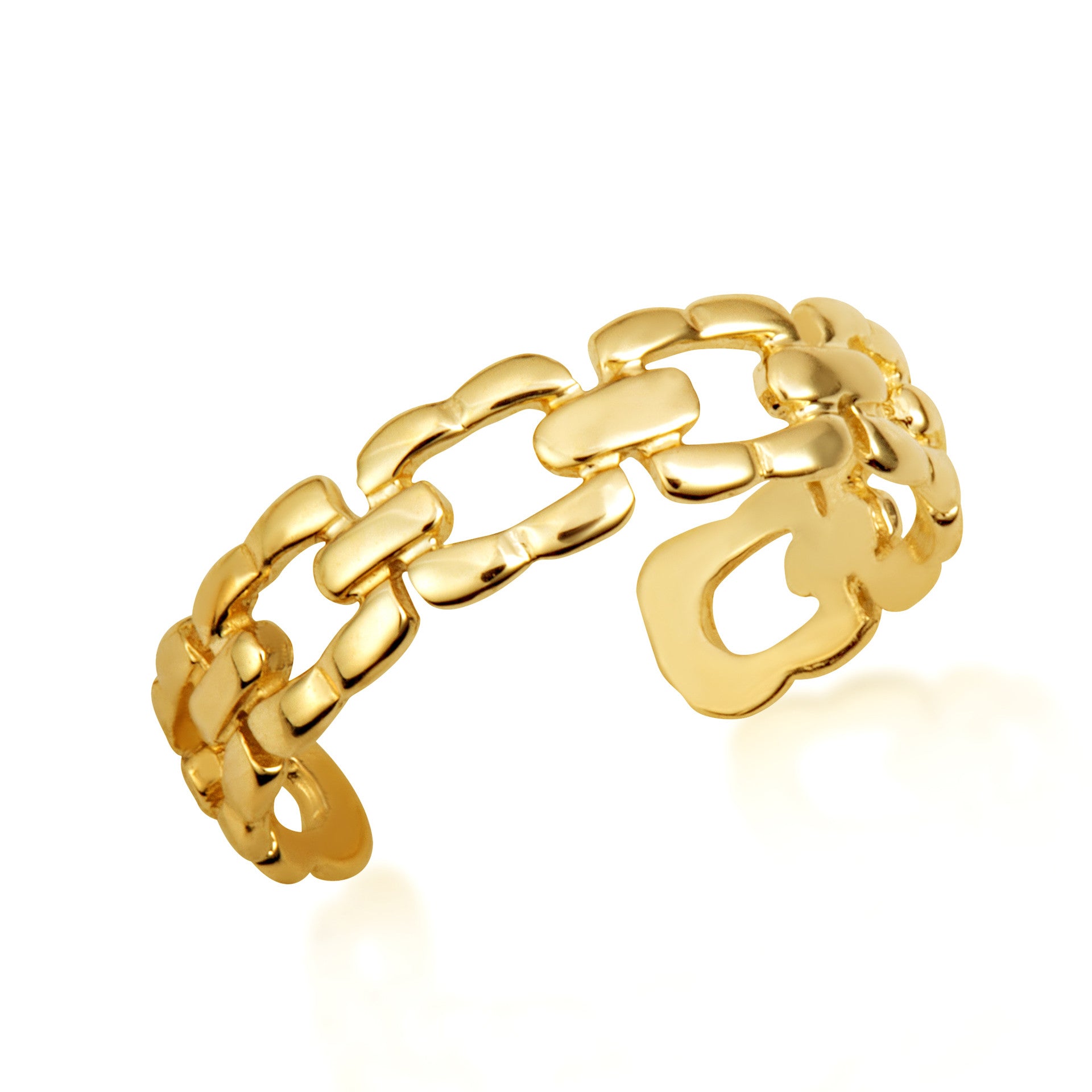 Gold Woman's Symbolic Strength Chain Link Toe Ring (Available in Yellow/Rose/White Gold)