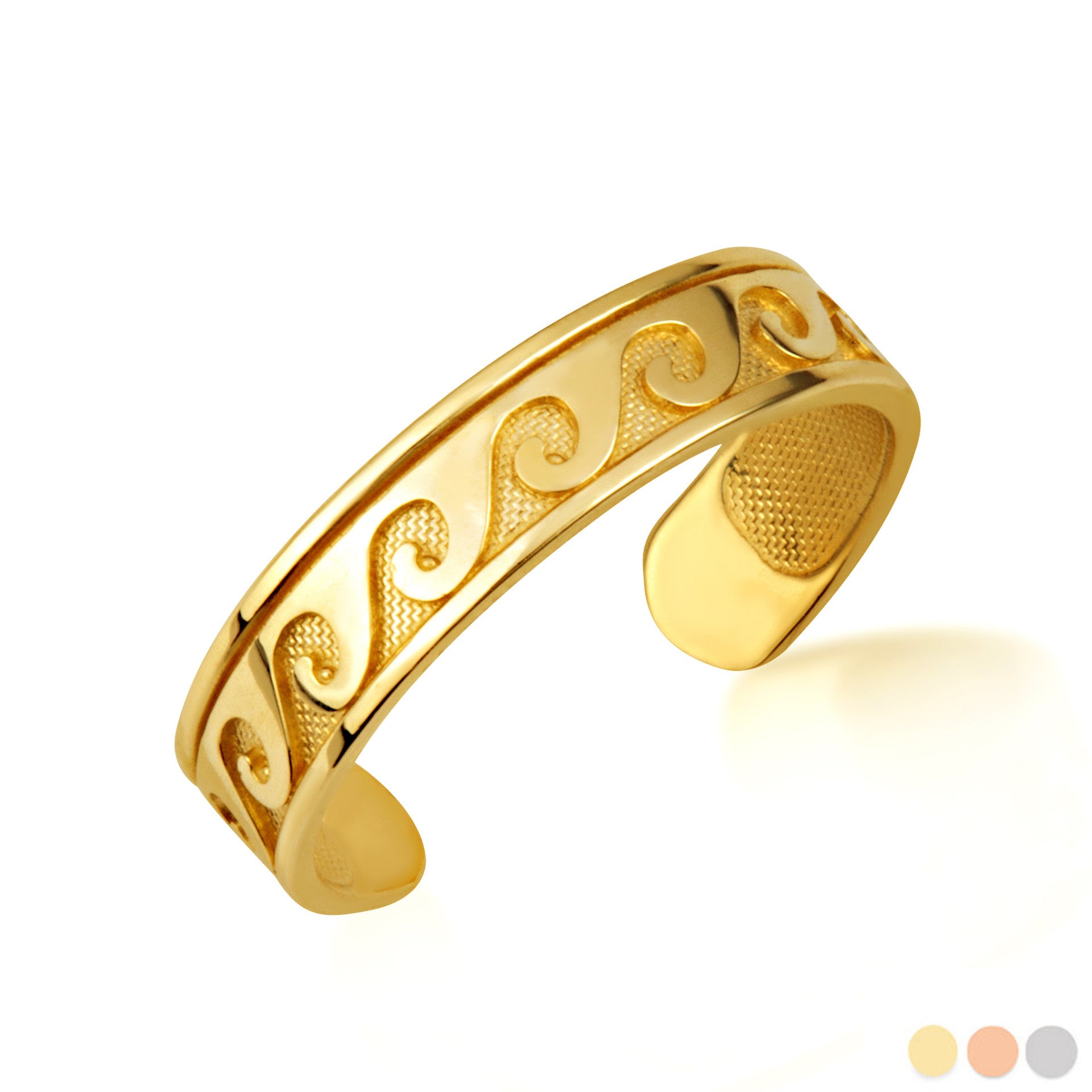 Gold Woman's Tranquil Waves Minimalist Toe Ring (Available in Yellow/Rose/White Gold)