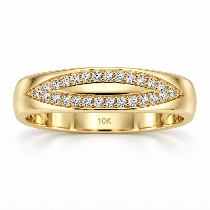 10K Yellow Gold Women's CZ Marquise Eye Pave Band