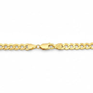 TYS Jewelers 10K yellow gold Cuban curb chain featuring a secure lobster claw clasp on a white background.