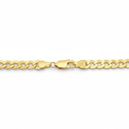 TYS Jewelers 10K yellow gold Cuban curb chain featuring a secure lobster claw clasp on a white background.