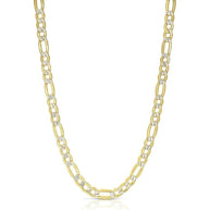 TYS Jewelers 10K yellow gold figaro chain with two-tone diamond-cut links for a reflective, textured finish.