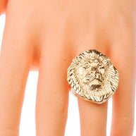 Gold Diamond Cut Lion Head Ring (Available in Yellow/Rose/White Gold)