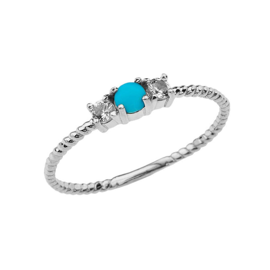 Gold Custom Gemstone White Topaz Rope Ring