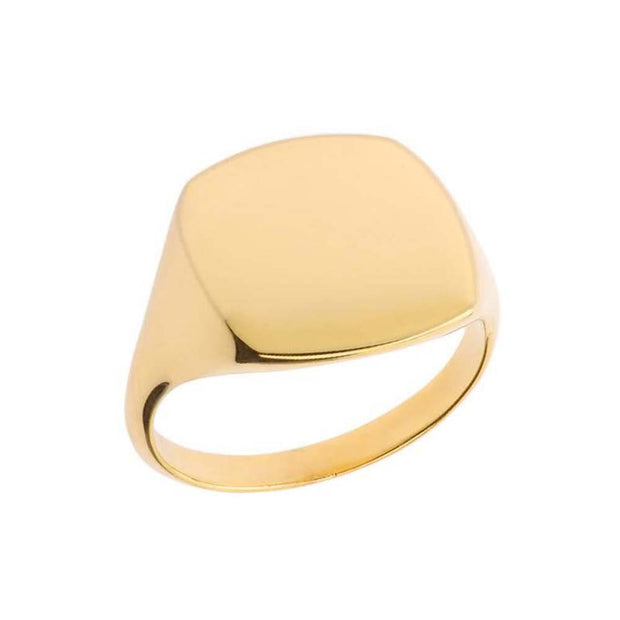 Gold Engravable Cushion Signet Ring (Available in Yellow/Rose/White Gold)