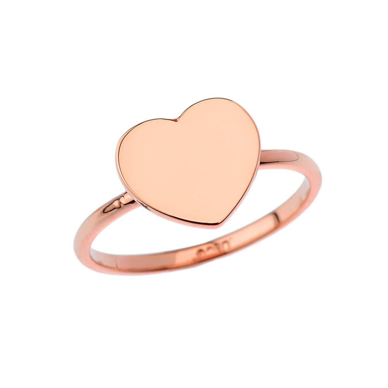 Gold Engravable Heart Signet Ring (Available in Yellow/Rose/White Gold)
