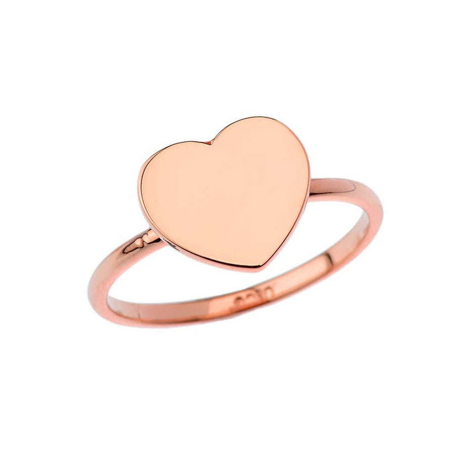 Gold Engravable Heart Signet Ring (Available in Yellow/Rose/White Gold)