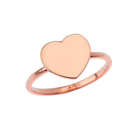 Gold Engravable Heart Signet Ring (Available in Yellow/Rose/White Gold)