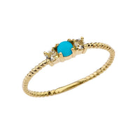 Gold Custom Gemstone White Topaz Rope Ring