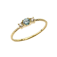 Gold Custom Gemstone White Topaz Rope Ring