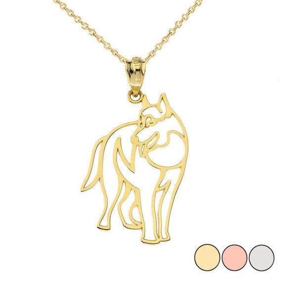 Solid Gold Wolf Cut Out Pendant (Available In Yellow/Rose/White Gold)
