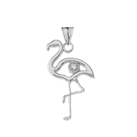 Diamond Flamingo Pendant Necklace in Gold (Yellow/Rose/White)
