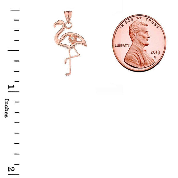 Diamond Flamingo Pendant Necklace in Gold (Yellow/Rose/White)