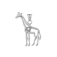 Diamond Giraffe Pendant Necklace in Gold (Available in Yellow/Rose/White)