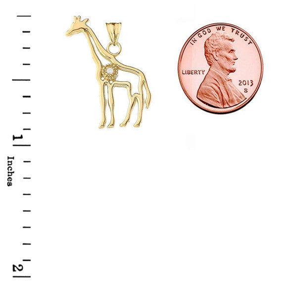 Diamond Giraffe Pendant Necklace in Gold (Available in Yellow/Rose/White)