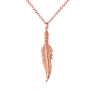 Solid Gold Dainty Feather Pendant Necklace(Available in Yellow/Rose/White Gold)