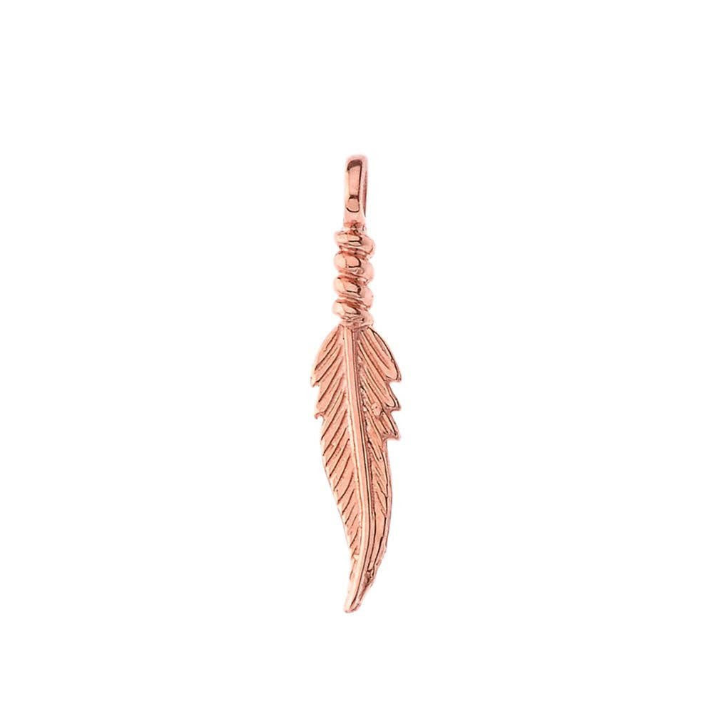 Solid Gold Dainty Feather Pendant Necklace(Available in Yellow/Rose/White Gold)