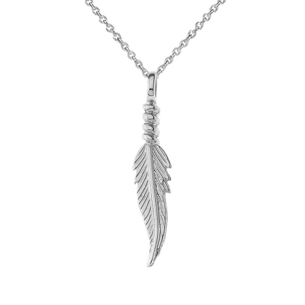 Solid Gold Dainty Feather Pendant Necklace(Available in Yellow/Rose/White Gold)