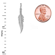 Solid Gold Dainty Feather Pendant Necklace(Available in Yellow/Rose/White Gold)