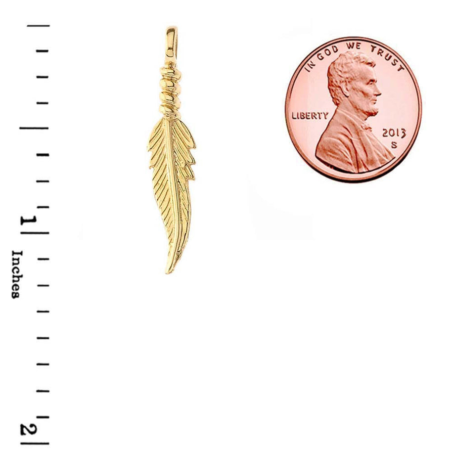 Solid Gold Dainty Feather Pendant Necklace(Available in Yellow/Rose/White Gold)