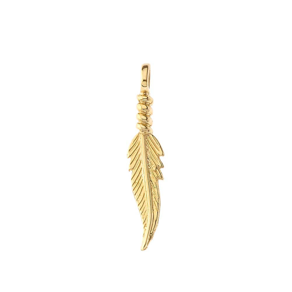 Solid Gold Dainty Feather Pendant Necklace(Available in Yellow/Rose/White Gold)