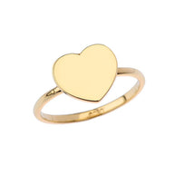 Gold Engravable Heart Signet Ring (Available in Yellow/Rose/White Gold)