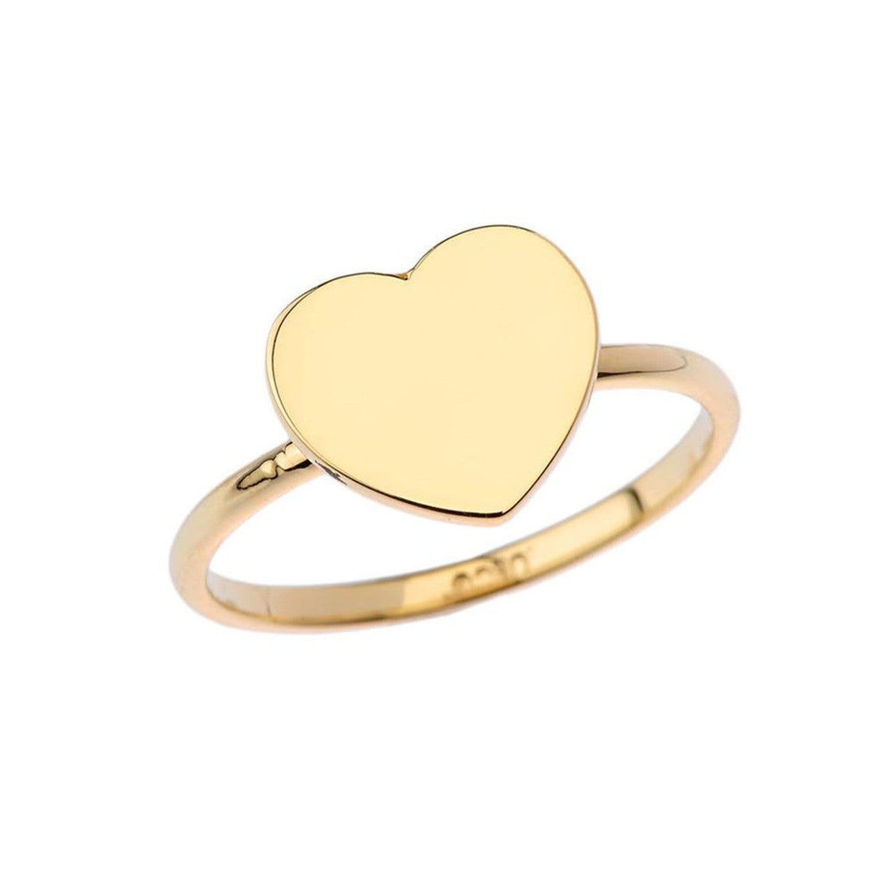 Gold Engravable Heart Signet Ring (Available in Yellow/Rose/White Gold)