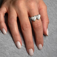 .925 Sterling Silver Double Heart Nugget Ring