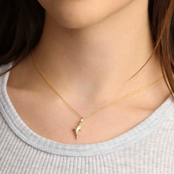 14K Gold Dolphin Necklace