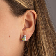 .925 Sterling Silver Enamel Pineapple Fruit Stud Earrings