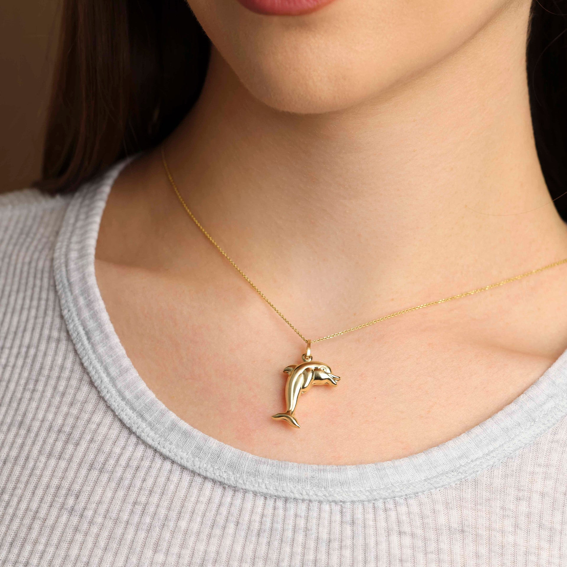 Dolphin Necklace in 14K Gold