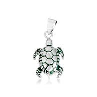 .925 Sterling Silver Enamel Palm Tree Sandals Beach Flip-Flops Milgrain Pendant Necklace (Available in Small/Medium/Large)