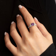 .925 Sterling Silver Personalized Heart Cut Birthstone Diamond Butterfly Ring