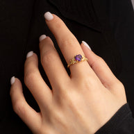 Gold Personalized Heart Cut Birthstone Diamond Butterfly Ring (Available in Yellow/Rose/White Gold)