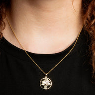 Yellow Gold Cedar Tree of Lebanon Pendant Necklace