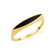 Gold Black Enamel Marquise Signet Ring (Available in Yellow/Rose/White Gold)