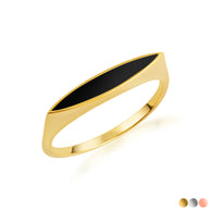 Gold Black Enamel Marquise Signet Ring (Available in Yellow/Rose/White Gold)