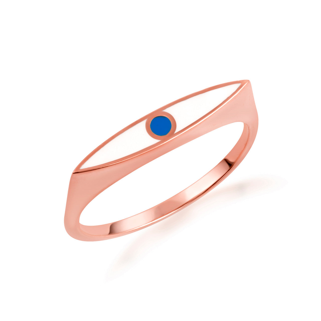 Gold Enamel Evil Eye Marquise Signet Ring (Available in Yellow/Rose/White Gold)