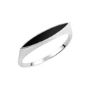.925 Sterling Silver Black Enamel Marquise Signet Ring