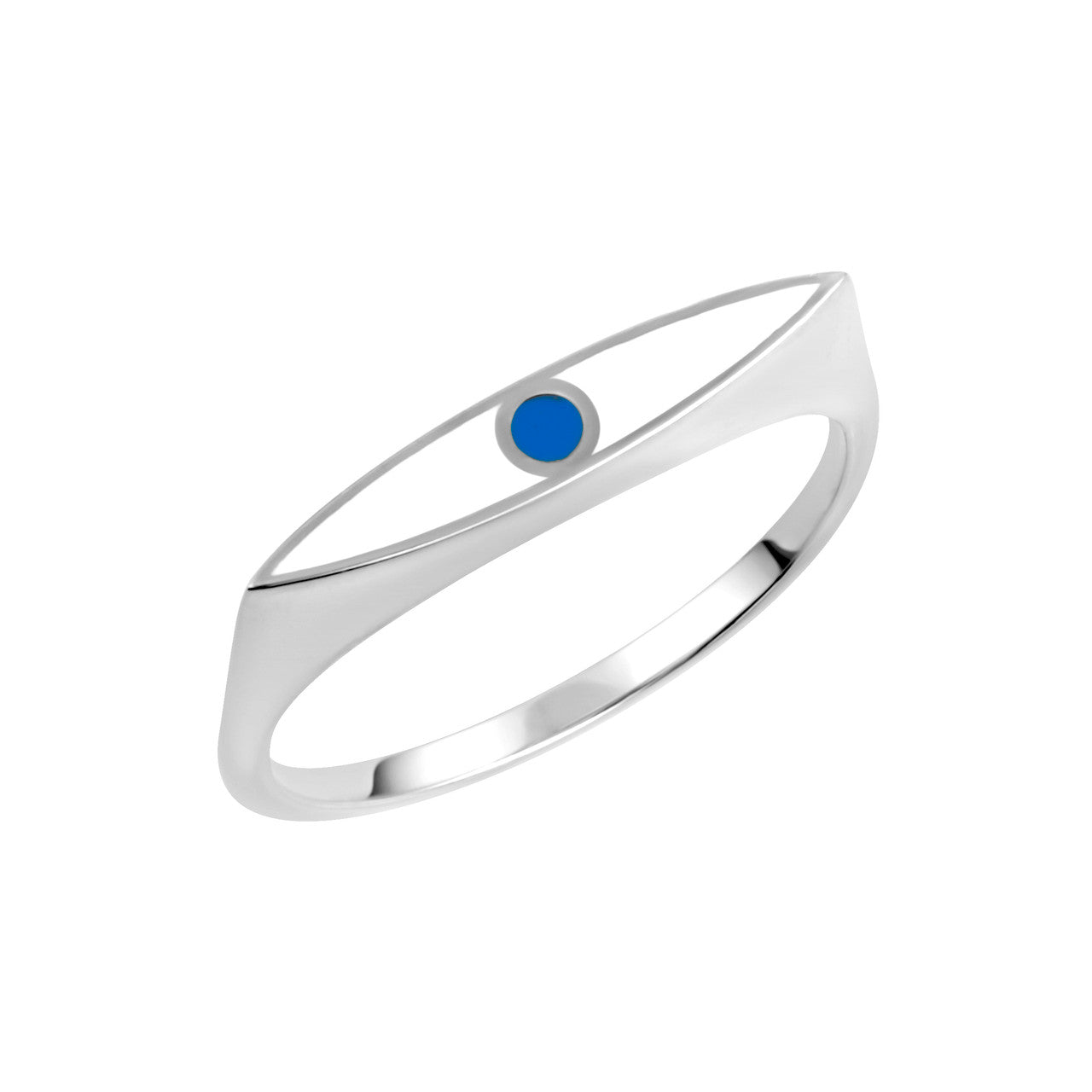 Gold Enamel Evil Eye Marquise Signet Ring (Available in Yellow/Rose/White Gold)