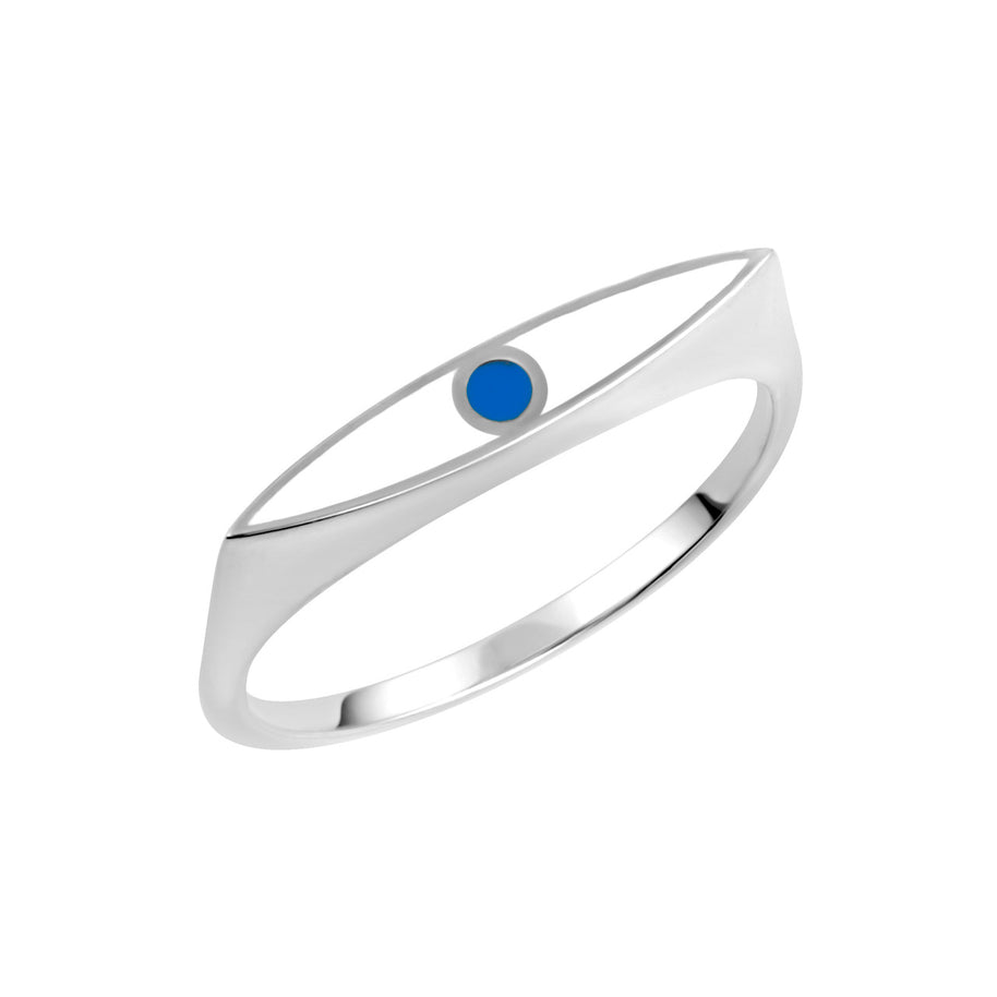 Gold Enamel Evil Eye Marquise Signet Ring (Available in Yellow/Rose/White Gold)