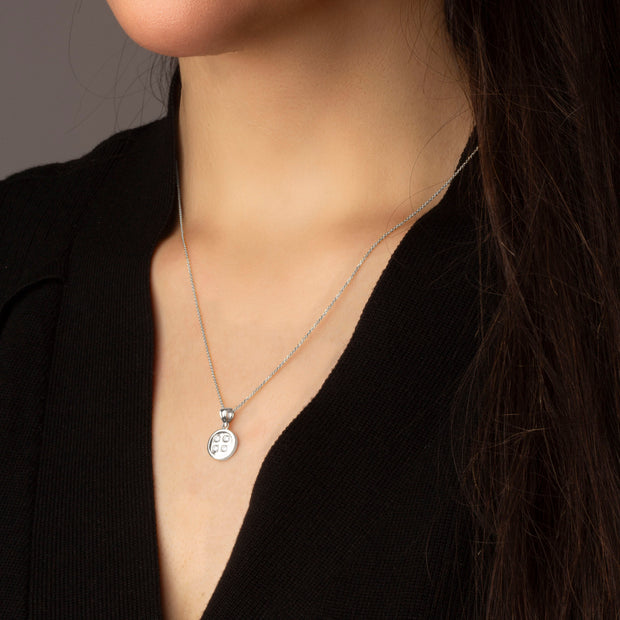 .925 Sterling Silver Button Stud Earrings Pendant Necklace Set