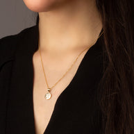 Gold Diamond Button Pendant Necklace (Available in Yellow/Rose/White Gold)