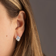 Yellow Gold Blue Enamel French Fluer-de-lis Stud Earrings