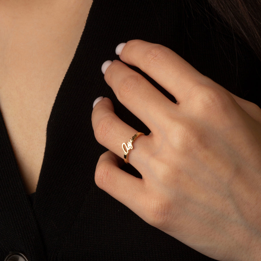 Gold Name Ring (Available in YellowGold , White Gold, Rose Gold)