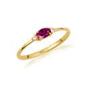 Gold Personalized Oval Gemstone Ring (Available in Yellow/Rose/White Gold)