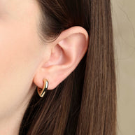 14K Gold Heart Hoop Earrings